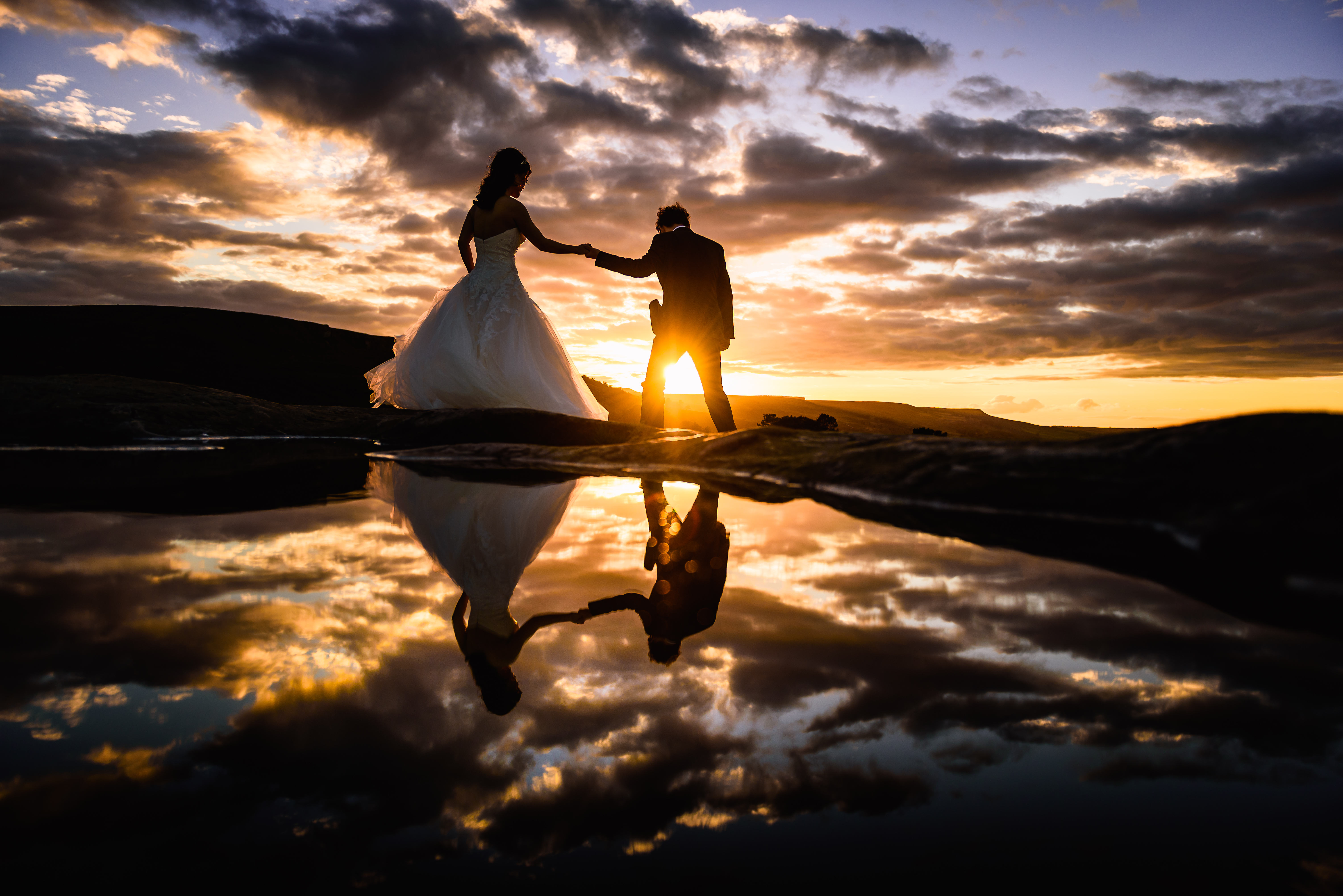 Ilkley Moor Wedding Couple during beautiful sunset