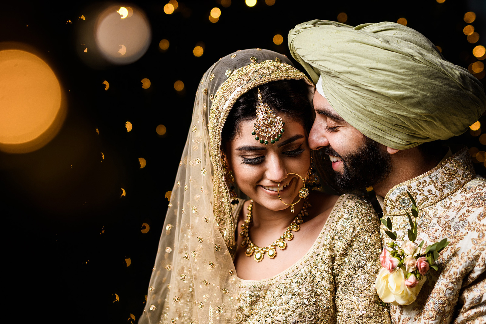 Sikh Wedding Couple portrait on their wedding day